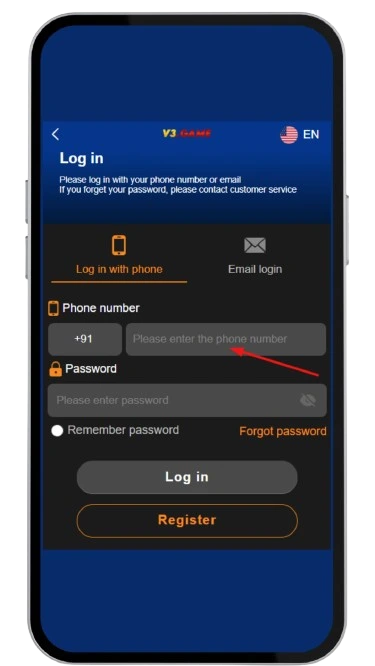 Enter your registered mobile number